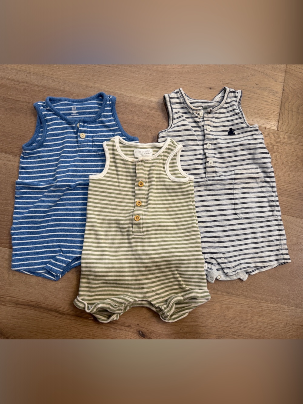 GAP 6-12 Months and Little Planet 9 month Striped Sleeveless Rompers